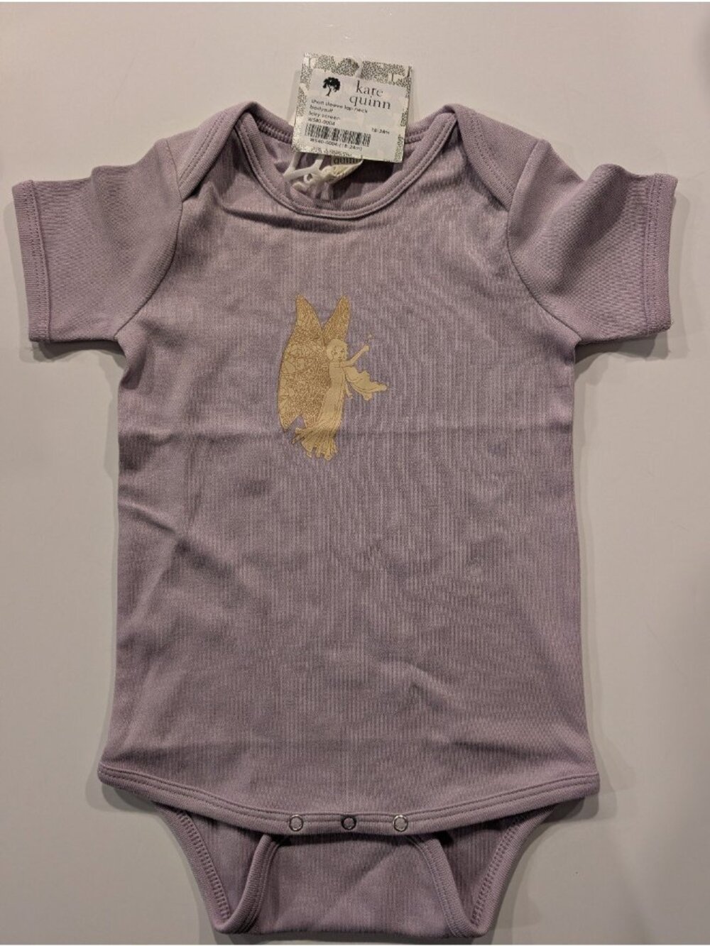 Kate Quinn Short Sleeve Bodysuit Fairy Screen 18-24m Organic Cotton Purple 111